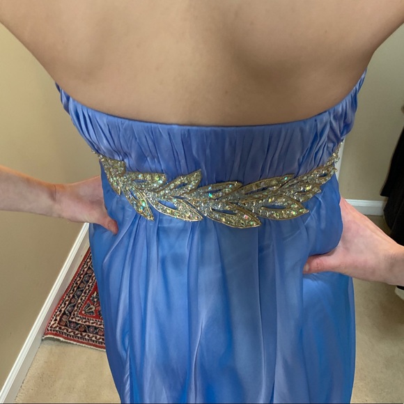 La Femme Blue Strapless Gown/Prom Dress - Picture 3 of 5